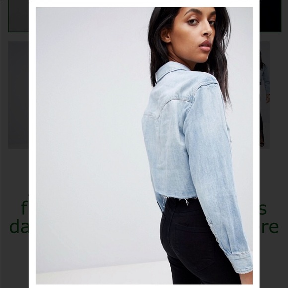 cropped denim shirt